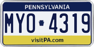 PA license plate MYO4319