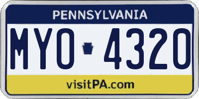 PA license plate MYO4320