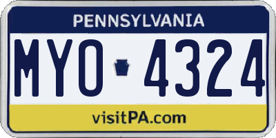 PA license plate MYO4324