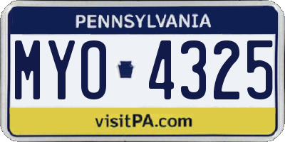 PA license plate MYO4325
