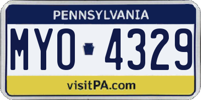 PA license plate MYO4329