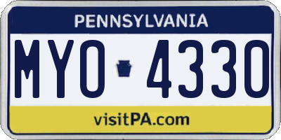 PA license plate MYO4330