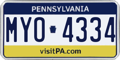PA license plate MYO4334