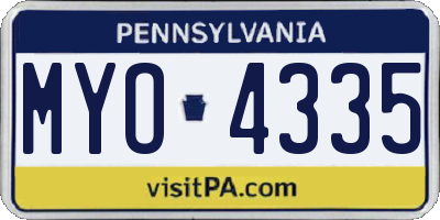 PA license plate MYO4335