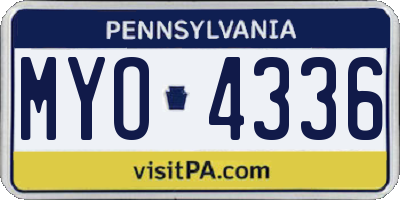 PA license plate MYO4336
