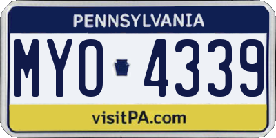 PA license plate MYO4339