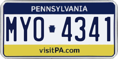 PA license plate MYO4341