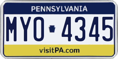 PA license plate MYO4345