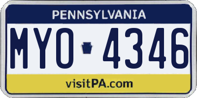 PA license plate MYO4346