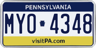 PA license plate MYO4348