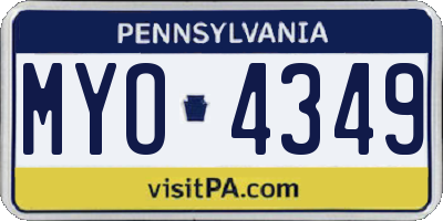 PA license plate MYO4349