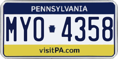 PA license plate MYO4358