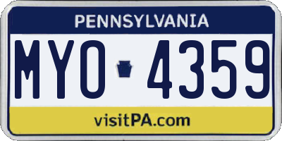 PA license plate MYO4359