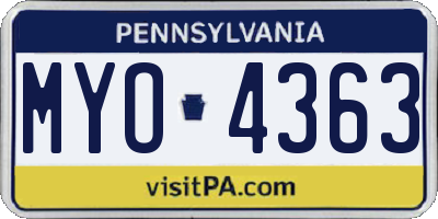 PA license plate MYO4363