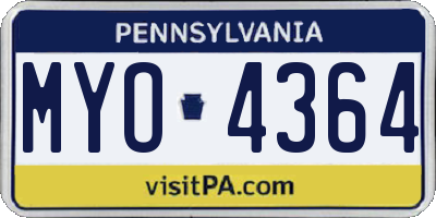 PA license plate MYO4364