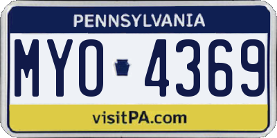 PA license plate MYO4369