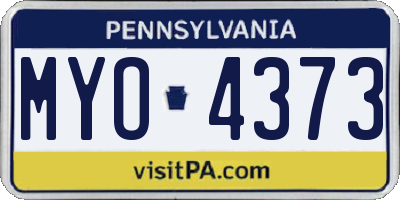 PA license plate MYO4373