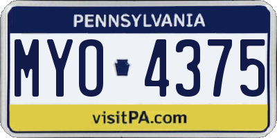 PA license plate MYO4375