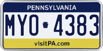 PA license plate MYO4383