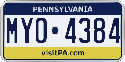 PA license plate MYO4384