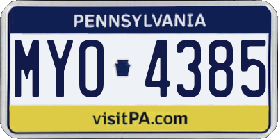 PA license plate MYO4385