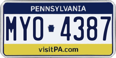 PA license plate MYO4387