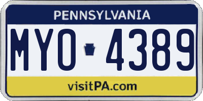 PA license plate MYO4389
