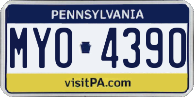 PA license plate MYO4390