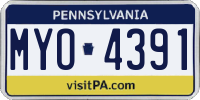 PA license plate MYO4391