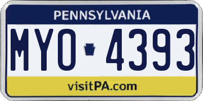 PA license plate MYO4393
