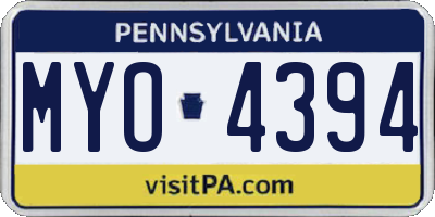 PA license plate MYO4394