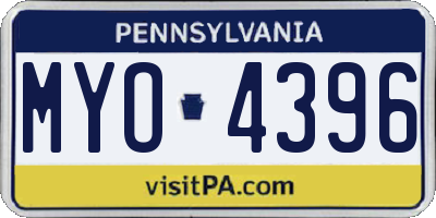 PA license plate MYO4396