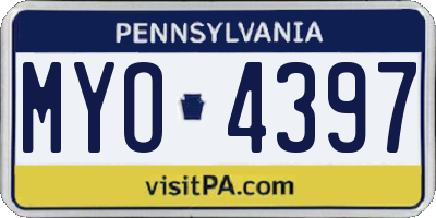 PA license plate MYO4397