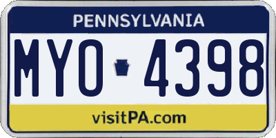 PA license plate MYO4398