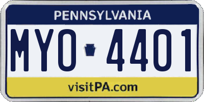PA license plate MYO4401