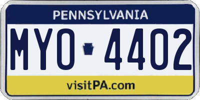 PA license plate MYO4402