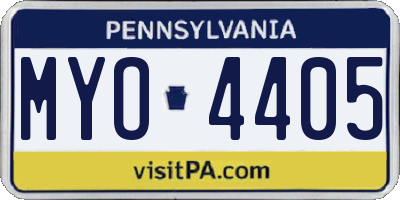 PA license plate MYO4405
