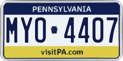 PA license plate MYO4407