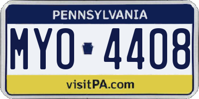 PA license plate MYO4408