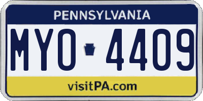 PA license plate MYO4409