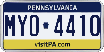 PA license plate MYO4410