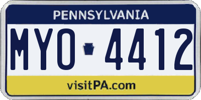 PA license plate MYO4412
