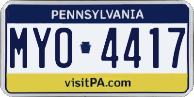 PA license plate MYO4417