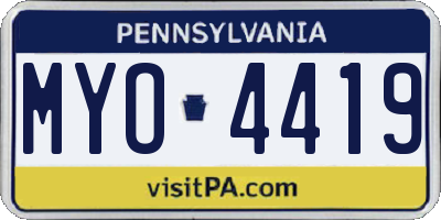 PA license plate MYO4419