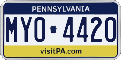 PA license plate MYO4420