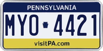 PA license plate MYO4421