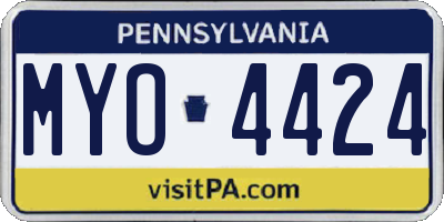 PA license plate MYO4424