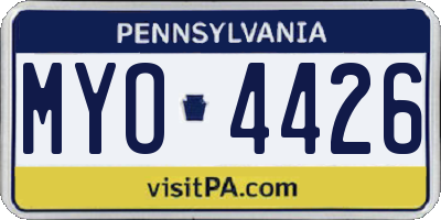 PA license plate MYO4426