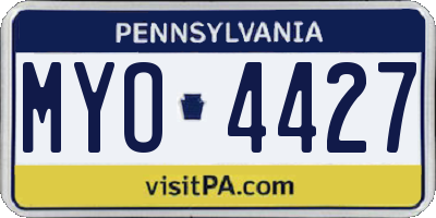 PA license plate MYO4427