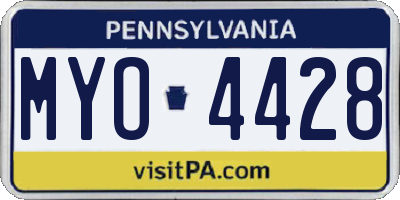 PA license plate MYO4428